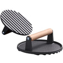 GobekUsa Cast Iron Steak Press Plate with Wooden Handle - Kitchen Barbecue Tool