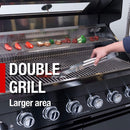 Castelle Flame Avalon 43-Inch 6-Burner 85K BTU Outdoor BBQ Kitchen Grill Island With Wine Fridge, Rotisserie Kit, And Sink (SAK23864)