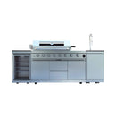 Castelle Flame Capri 96-Inch 6-Burner 85000 BTU Outdoor Kitchen Liquid Propane Grill Island With Fridge (SAK42895) by SAKSBY WHOLESALE