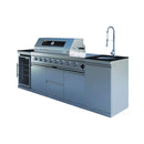 Castelle Flame Capri 96-Inch 6-Burner 85000 BTU Outdoor Kitchen Liquid Propane Grill Island With Fridge (SAK42895) by SAKSBY WHOLESALE