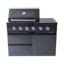 Castelle Flame Ember Premium Black Stainless Steel 4-Burner Liquid Propane Kitchen Grill Island With Rotisserie Kit (SAK48157)