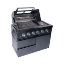 Castelle Flame Ember Premium Black Stainless Steel 4-Burner Liquid Propane Kitchen Grill Island With Rotisserie Kit (SAK48157)