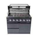 Castelle Flame Inferno Premium Black Stainless Steel 6-Burner Liquid Propane Kitchen Grill Island With Rotisserie Kit (SAK82641)