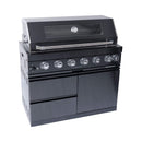 Castelle Flame Inferno Premium Black Stainless Steel 6-Burner Liquid Propane Kitchen Grill Island With Rotisserie Kit (SAK82641)