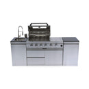 Castelle Flame Aurelia 46-Inch 4-Burner 72K BTU Stainless Steel Outdoor BBQ Kitchen Grill Island With 46-Inch 4-Burner 85K BTU Grill, Rotisserie Kit, And Cabinets (SAK93192)