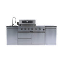 Castelle Flame Aurelia 46-Inch 4-Burner 72K BTU Stainless Steel Outdoor BBQ Kitchen Grill Island With 46-Inch 4-Burner 85K BTU Grill, Rotisserie Kit, And Cabinets (SAK93192)