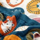 GobekUsa Cat Cartoon Animal Pure Cotton Gauze Towel Blanket for Adults and Children