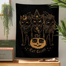 Cat coven witchcraft tapestry gold foil black decor bedroom wall art by Decorbites