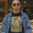 Cat Destroying City Ukiyo-E T-Shirt