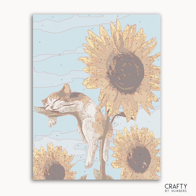 Cat Sleeping on Sunflower