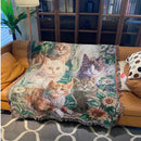 GobekUsa Cat Sunflower Knitted Sofa Cover - Multi-functional Blanket, Bed Cover, Floor Mat, and Tapestry for Home Decor.