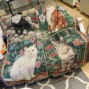 GobekUsa Cat Sunflower Knitted Sofa Cover - Multi-functional Blanket, Bed Cover, Floor Mat, and Tapestry for Home Decor.