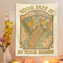 Cat tarot tapestry cream moon sun aesthetic bedroom wall decor by Decorbites