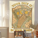 Cat tarot tapestry cream moon sun aesthetic bedroom wall decor by Decorbites