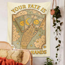 Cat tarot tapestry cream moon sun aesthetic bedroom wall decor by Decorbites