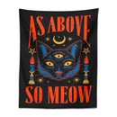 Cat tarot tapestry wall hanging black & blue bedroom decor by Decorbites