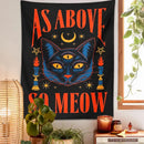 Cat tarot tapestry wall hanging black & blue bedroom decor by Decorbites