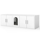 Cat Litter Box Enclosure for 2 Cats with Double Rooms and Sisal Scratching Mat-White by LJGDeals