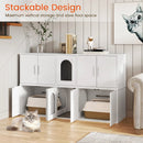 Cat Litter Box Enclosure for 2 Cats with Double Rooms and Sisal Scratching Mat-White by LJGDeals