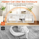 Cat Litter Box Enclosure for 2 Cats with Double Rooms and Sisal Scratching Mat-White by DirectDeals