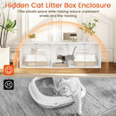 Cat Litter Box Enclosure for 2 Cats with Double Rooms and Sisal Scratching Mat-White by LJGDeals