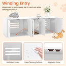 Cat Litter Box Enclosure for 2 Cats with Double Rooms and Sisal Scratching Mat-White by DirectDeals