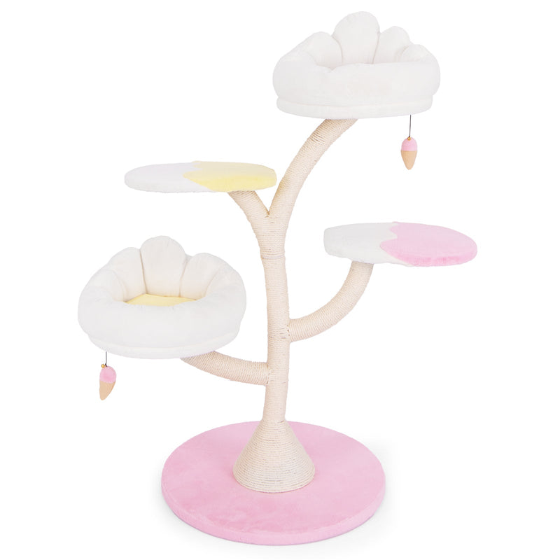 Multi-Layer Cat Tree Cat Tower with 2 Cat Perches 2 Platforms-Pink, photo 3 of 8