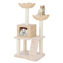 48 Inch Cattail Cat Tower with Sisal Scratching Posts Perch and Condo-Beige by LJGDeals