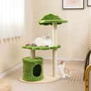 38 Inch Cute Cat Tree for Indoor Cats with Fully Wrapped Sisal Scratching Posts-Green by LJGDeals