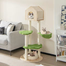 55 Inch Tall Cat Climbing Stand with Sisal Scratching Posts and Soft Cat Bed for Indoor Kittens-Green by LJGDeals