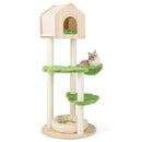 55 Inch Tall Cat Climbing Stand with Sisal Scratching Posts and Soft Cat Bed for Indoor Kittens-Green by LJGDeals