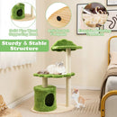 38 Inch Cute Cat Tree for Indoor Cats with Fully Wrapped Sisal Scratching Posts-Green by LJGDeals