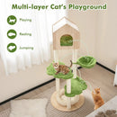 55 Inch Tall Cat Climbing Stand with Sisal Scratching Posts and Soft Cat Bed for Indoor Kittens-Green by LJGDeals