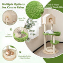 55 Inch Tall Cat Climbing Stand with Sisal Scratching Posts and Soft Cat Bed for Indoor Kittens-Green