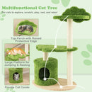 38 Inch Cute Cat Tree for Indoor Cats with Fully Wrapped Sisal Scratching Posts-Green by LJGDeals
