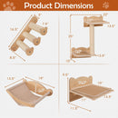 Cat Wall Furniture Set of 4 with Hammock 2-step Cat Tree and Perch-Natural by LJGDeals