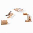 Cat Wall Furniture Set of 4 with Hammock 2-step Cat Tree and Perch-Natural by LJGDeals