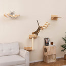 Cat Wall Furniture Set of 4 with Hammock 2-step Cat Tree and Perch-Natural by LJGDeals