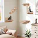 Cat Wall Furniture Set of 4 with Hammock 2-step Cat Tree and Perch-Natural by LJGDeals