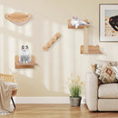 Cat Wall Furniture Set of 4 with Hammock 2-step Cat Tree and Perch-Natural by LJGDeals