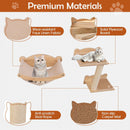 Cat Wall Furniture Set of 4 with Hammock 2-step Cat Tree and Perch-Natural by LJGDeals
