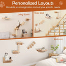 Cat Wall Furniture Set of 4 with Hammock 2-step Cat Tree and Perch-Natural by LJGDeals