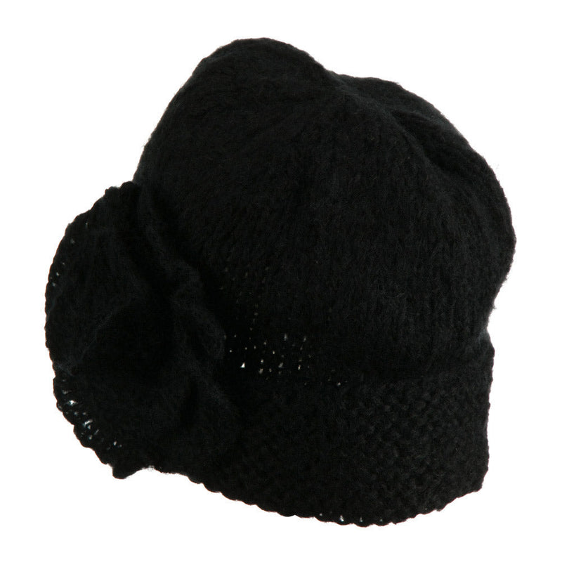 Ladies Flower Accent Cuff Beanie