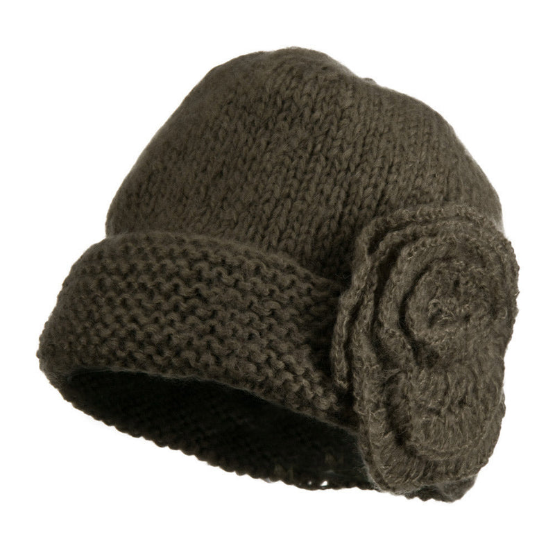 Ladies Flower Accent Cuff Beanie