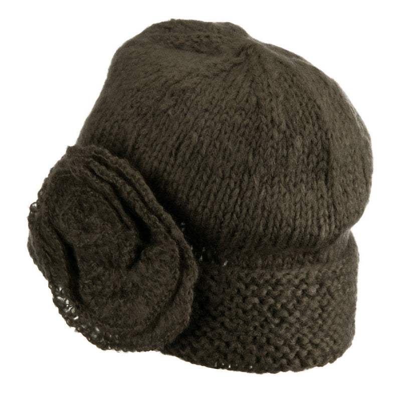 Ladies Flower Accent Cuff Beanie