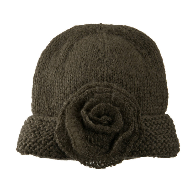Ladies Flower Accent Cuff Beanie