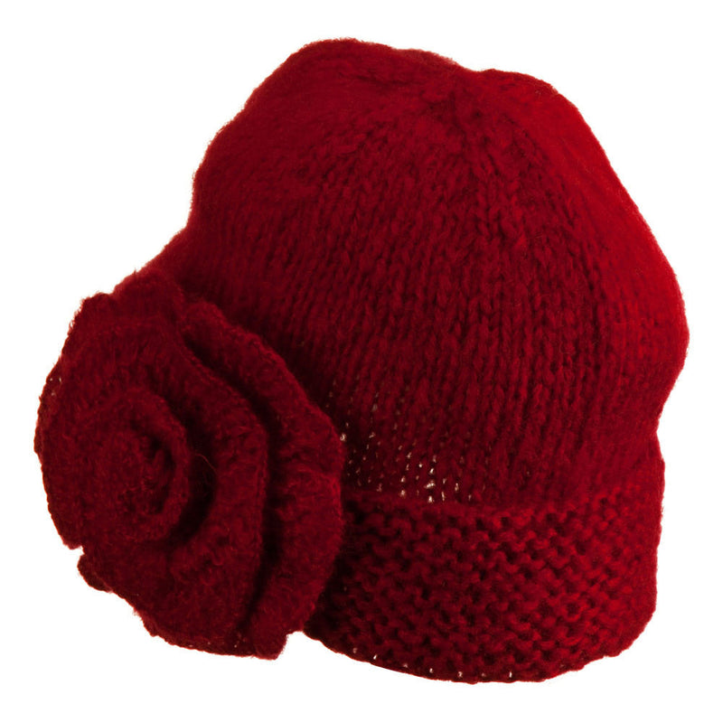 Ladies Flower Accent Cuff Beanie