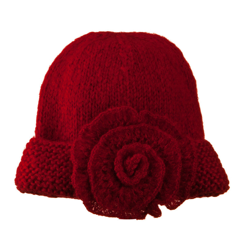 Ladies Flower Accent Cuff Beanie