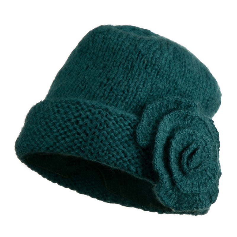 Ladies Flower Accent Cuff Beanie