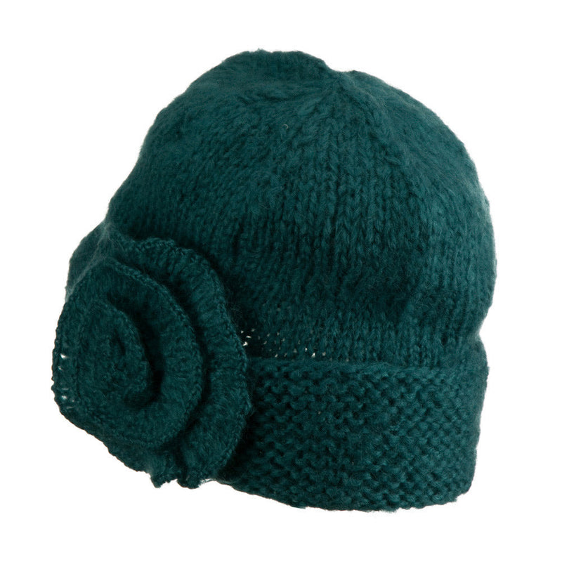 Ladies Flower Accent Cuff Beanie